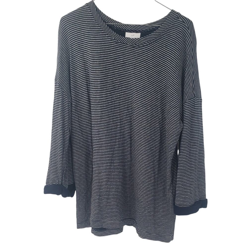 J JILL Blue Striped Top Womens Size Large L